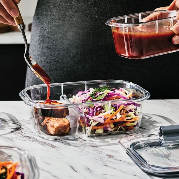 Rubbermaid Brilliance Meal Prep Containers Set, 2-Compartment Food
