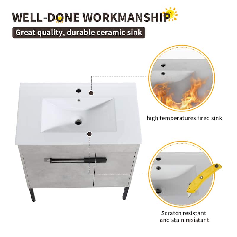 Beingnext 24"/30"/36" Bathroom Vanity with Sink, Freestanding/Floating Bathroom Vanity with Soft Close Door and Adjustable Shelf