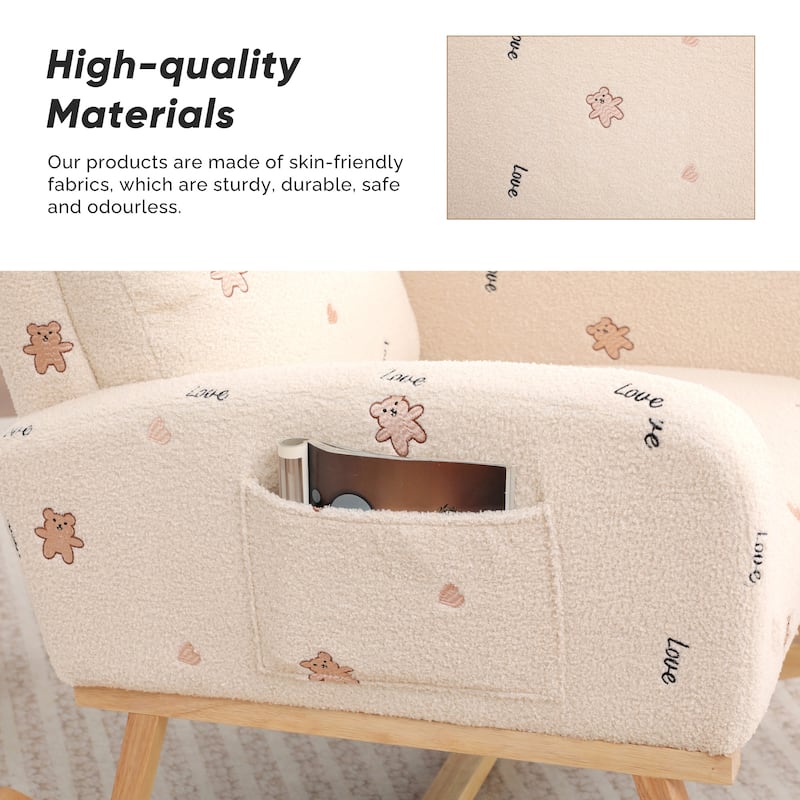 HOMYKA 28" Wide Rocking Chair for Nursery with Solid Wood Leg