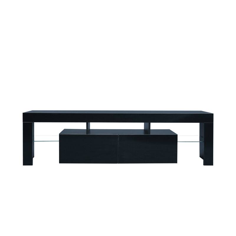 62.99" TV Stand with LED Lights, Two Drawers and Open Shelves for TVs Up to 60"