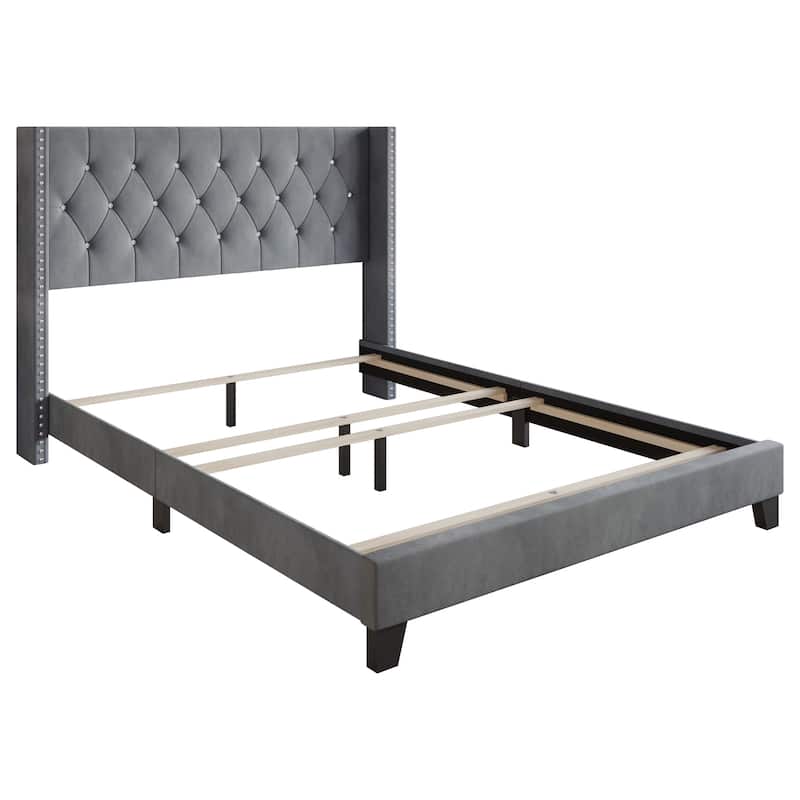 Clayfell Monroe Tufted Upholstered Wingback Panel Bed