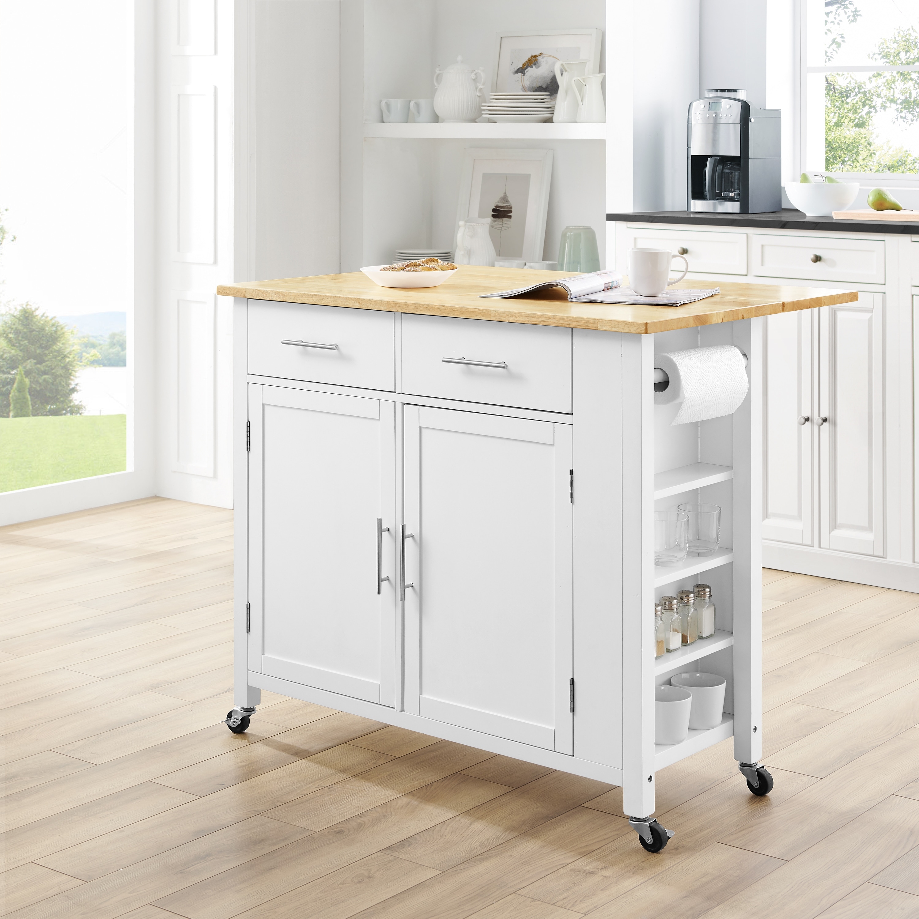 Shop Savannah Wood Top Drop Leaf Kitchen Island Cart 37 H X 42 W X 30 D Overstock 31104188