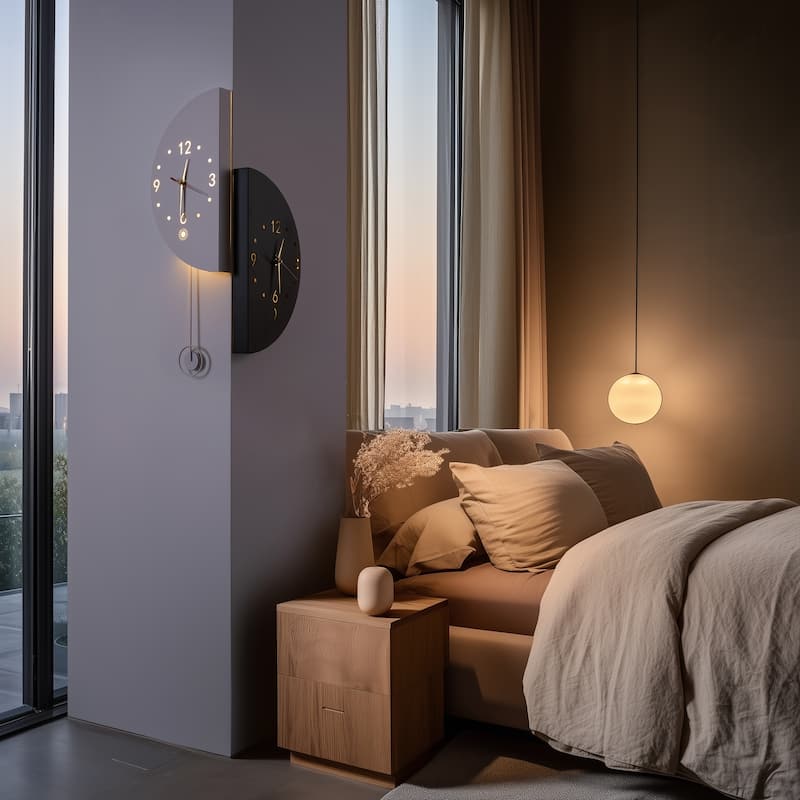 Lighted Double-Sided Corner Wall Clock