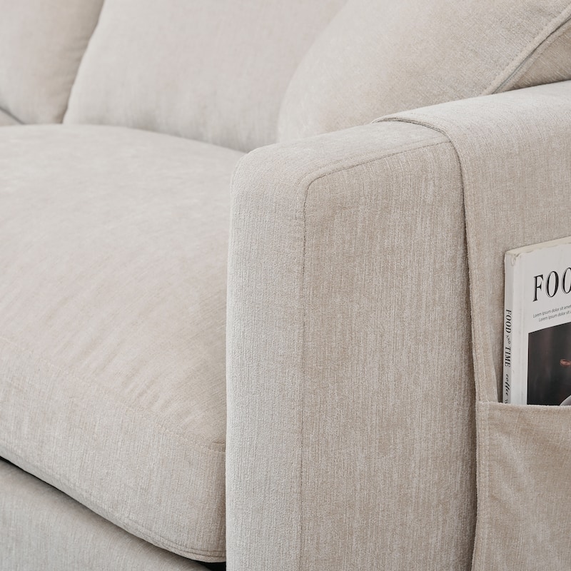 107.87" Polyester Sectional Sofa with Removable Ottoman and Cushions