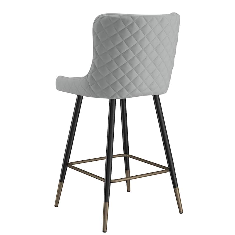Contemporary Faux Leather and Metal 26" Counter Stool, Set of 2 - N/A