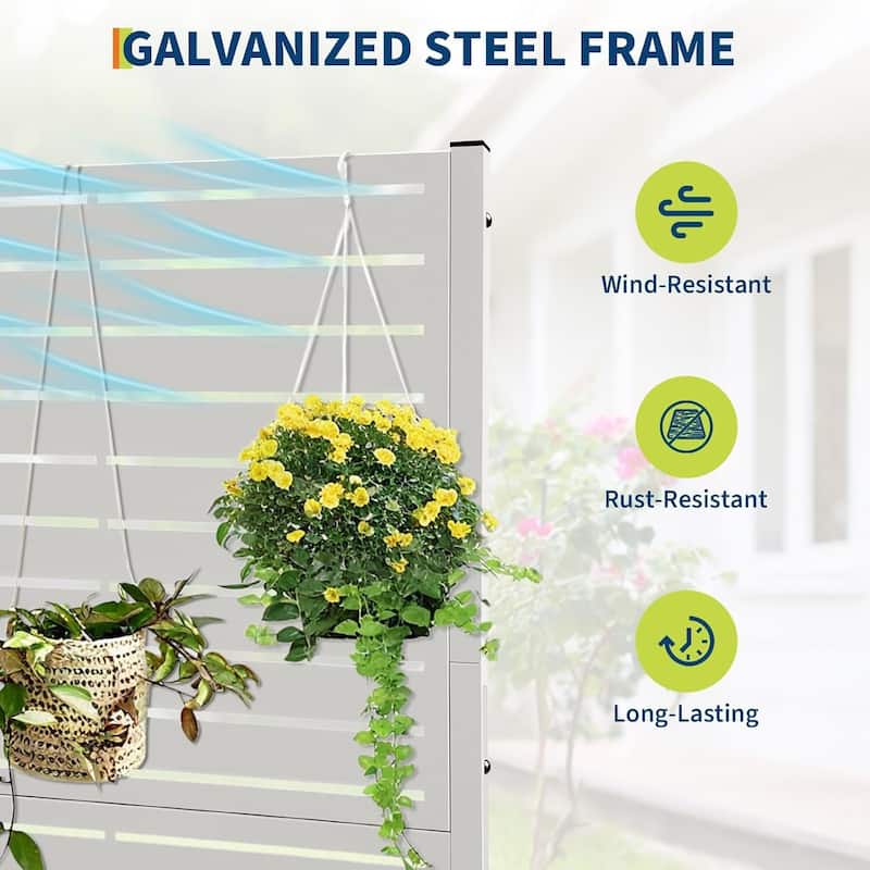 72"*47"*16" Galvanized Raised Garden Bed with Trellis, Planter Box with Privacy Screen