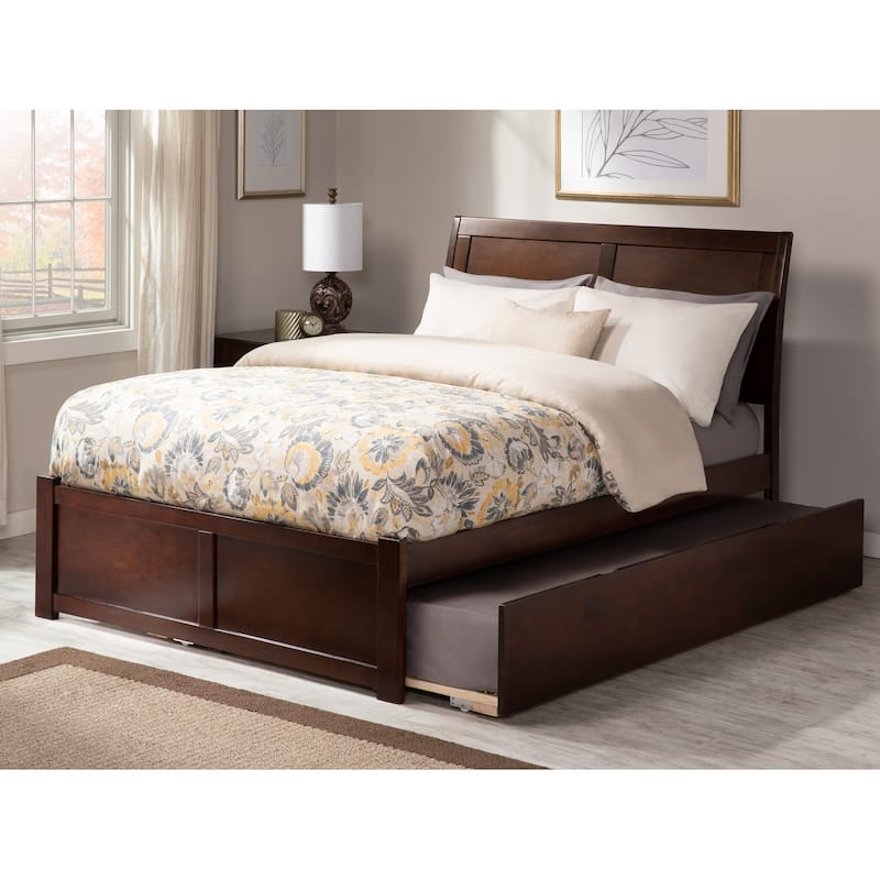 AFI Portland Solid Wood King Platform Bed with Footboard and Twin XL Trundle