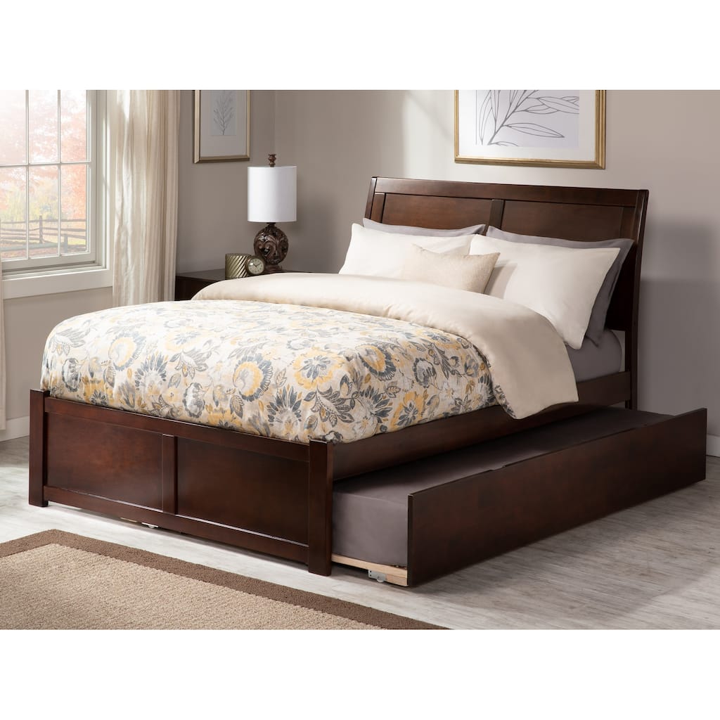 AFI Portland Solid Wood King Platform Bed with Footboard and Twin XL Trundle