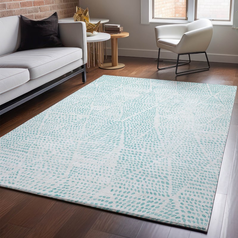 Premium Washable Super Soft Diamond Modern Mayfield Rug - Aqua - 3' x 5' - Rectangle