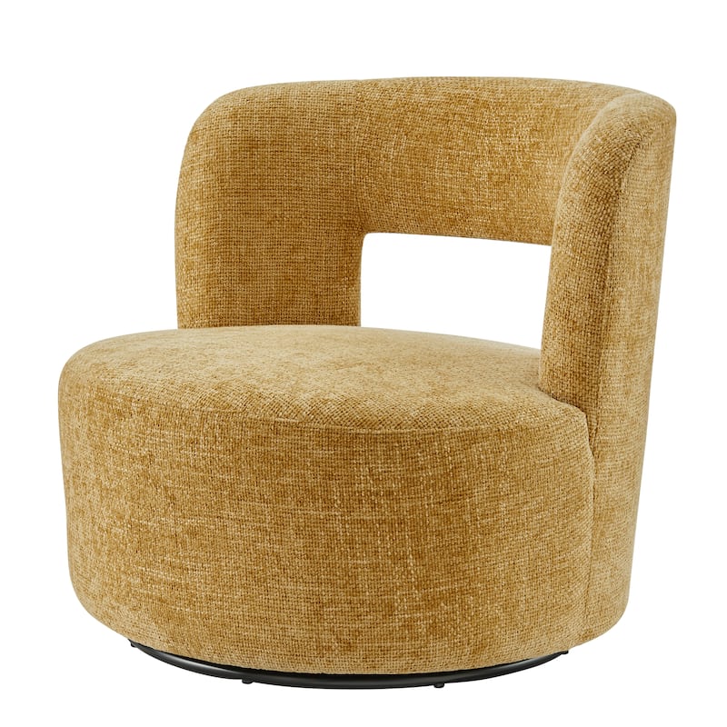 NPD Furniture Jazzlyn Chenille Swivel Accent Chair - Grenada Mustard