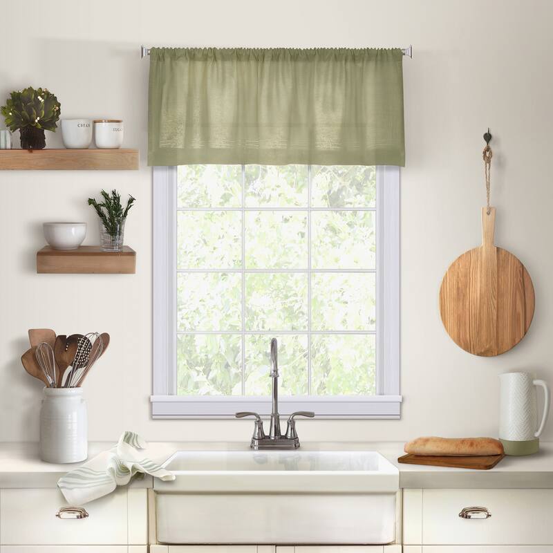 Elrene Cameron Linen Kitchen Curtain Window Valance - 60" w x 15" l - 60" w x 15" l