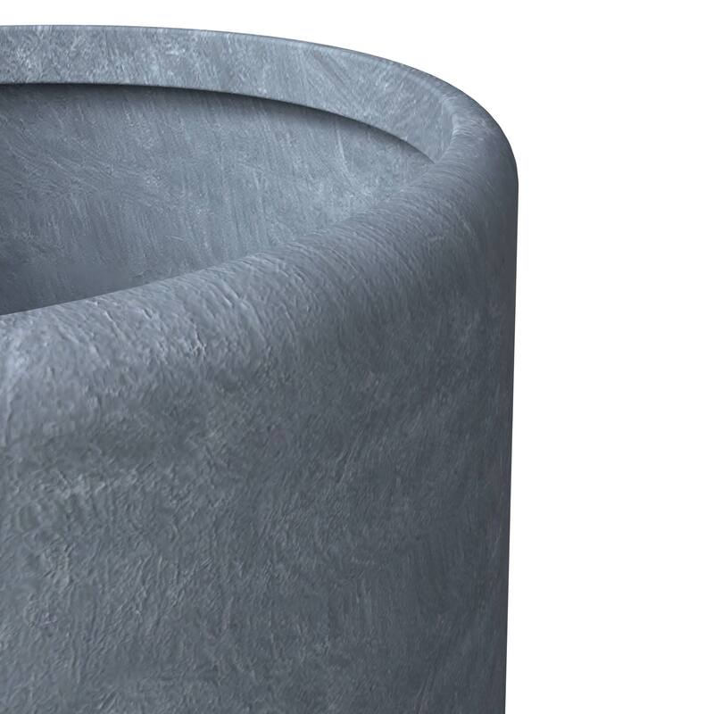 Tundra Round Modern Fiberstone and MGO Clay Planter With Drainage Holes for Indoor Outdoor Home Office Patio Porch Garden Yard