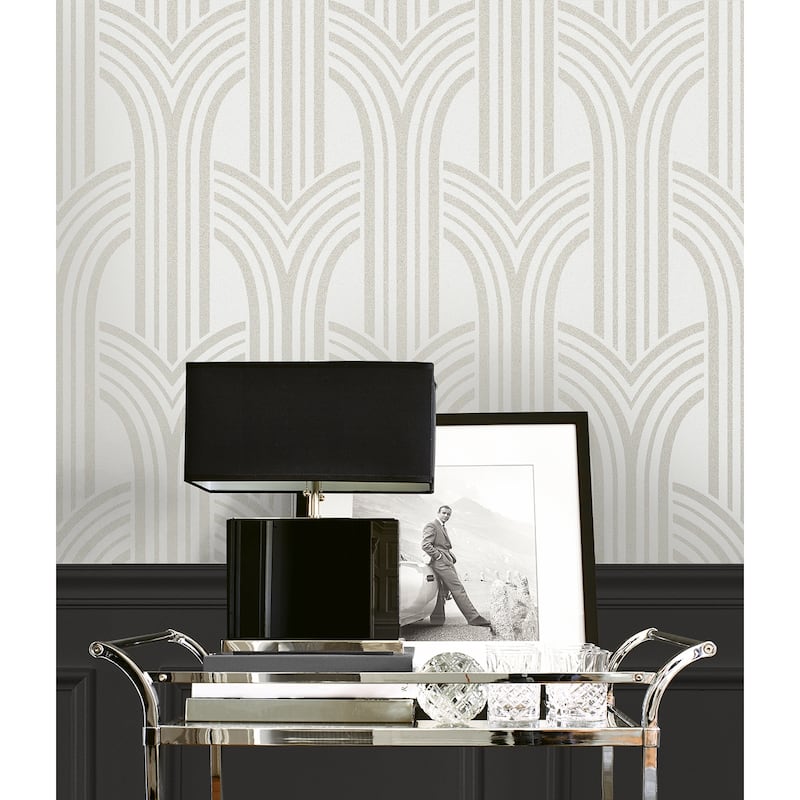 Seabrook Designs Diamond Stripe Glass Beaded Unpasted Wallpaper