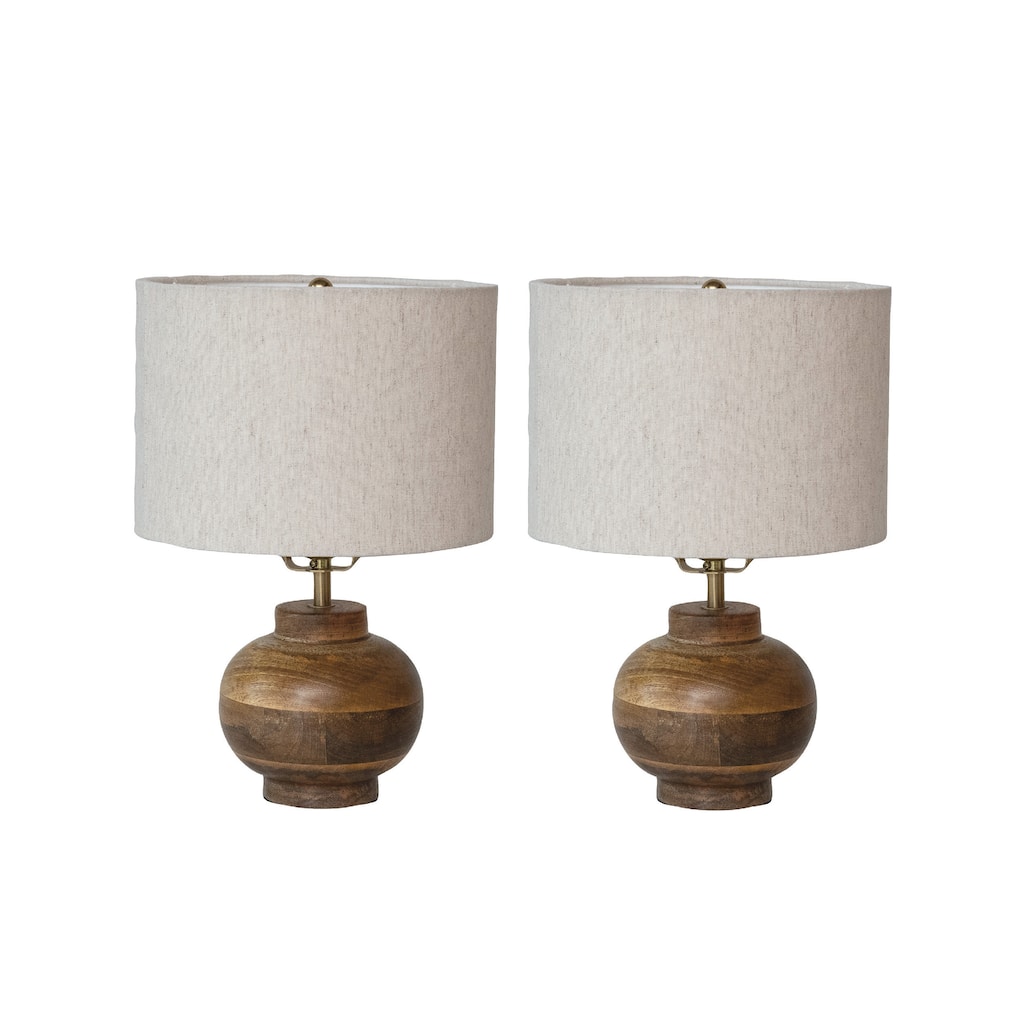 Mango Wood Elegance Table Lamp Set, Set of 2