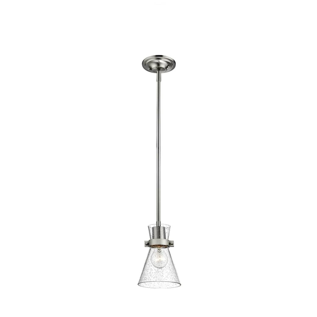 Millennium Lighting Layton Brushed Nickel Pendant Light with Seeded Glass Shade