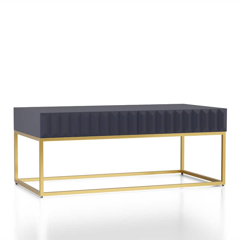 Bird Contemporary 47-inch Steel 2-Drawer Coffee Table by Furniture of America - Antique Blue
