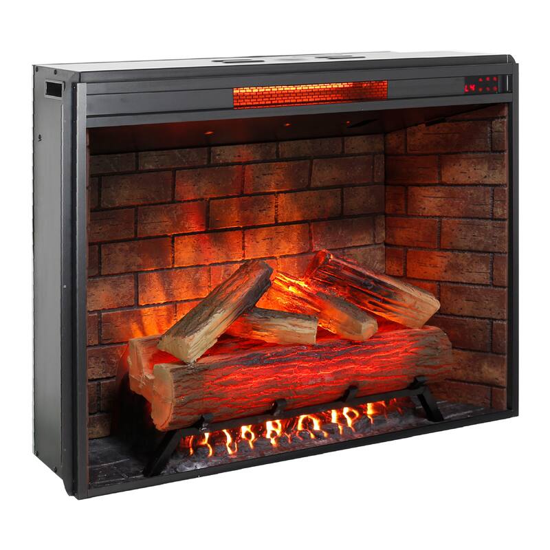 33" Infrared Electric Fireplace with Removable Trim kit Insert,Touch Panel Heater,Smokeless Firebox With Fire Crackling Sound