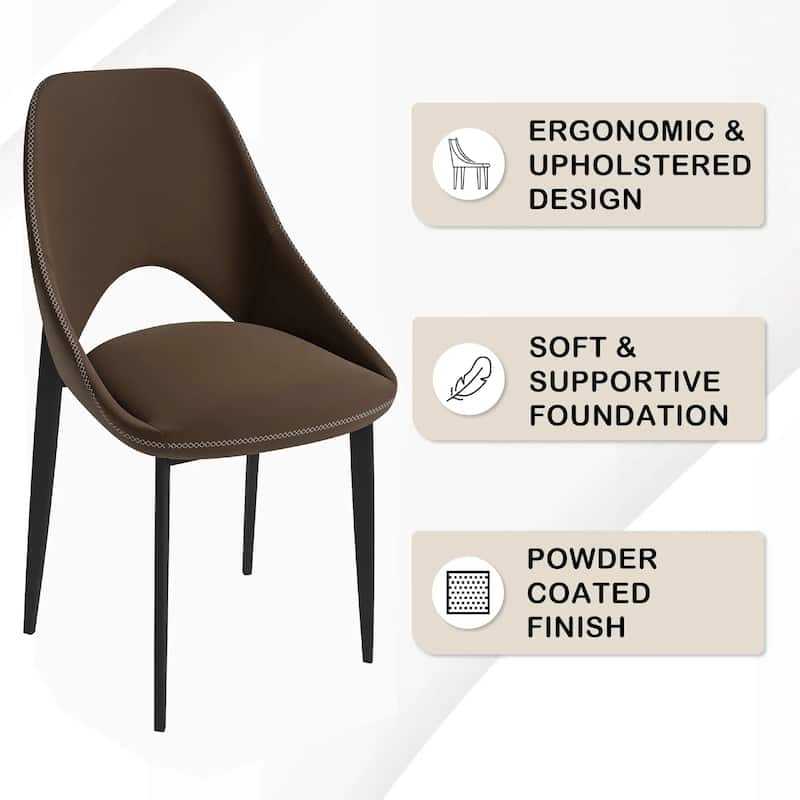 Amalfi Mid-Century Modern Upholstered Dining Chair - Open Back Side Chair with Metal Legs for Kitchen, Dining Room & Living Room