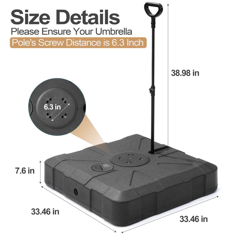 Pellebant 300 lbs Patio Cantilever Umbrella Base with Wheels and Rod