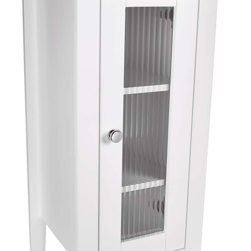 RiverRidge Prescott Tall Bathroom Storage Linen Cabinet and Organizer with Drawer, Glass Door, and Shelves - White