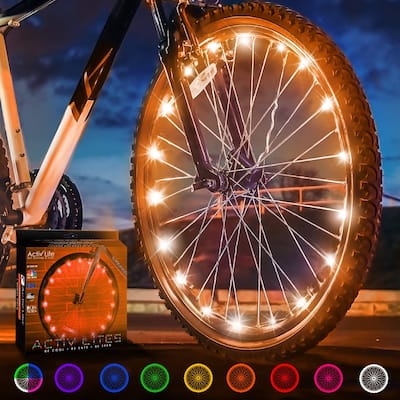 Activ Life LED Bike Wheel Lights (1 Tire, Orange), Brighter & Visible from All Angles for Safety & Style, Batteries Included