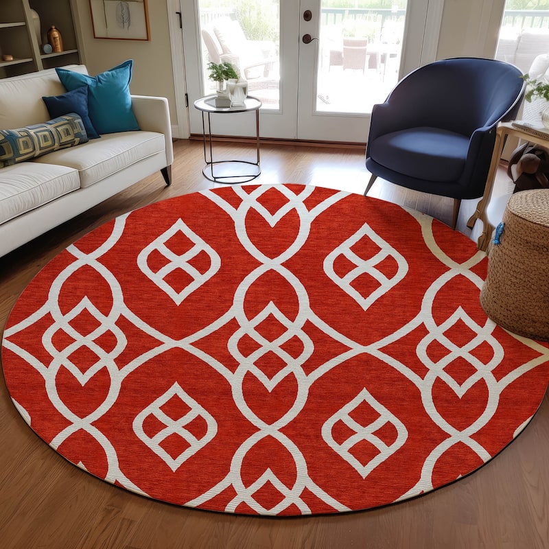 Machine Washable Indoor/ Outdoor Chantille Trellis Modern Rug