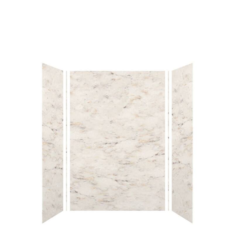 Transolid SWK483672 SaraMar 48" W x 36" D x 72" H Three Panel Shower - Biscotti Marble Velvet