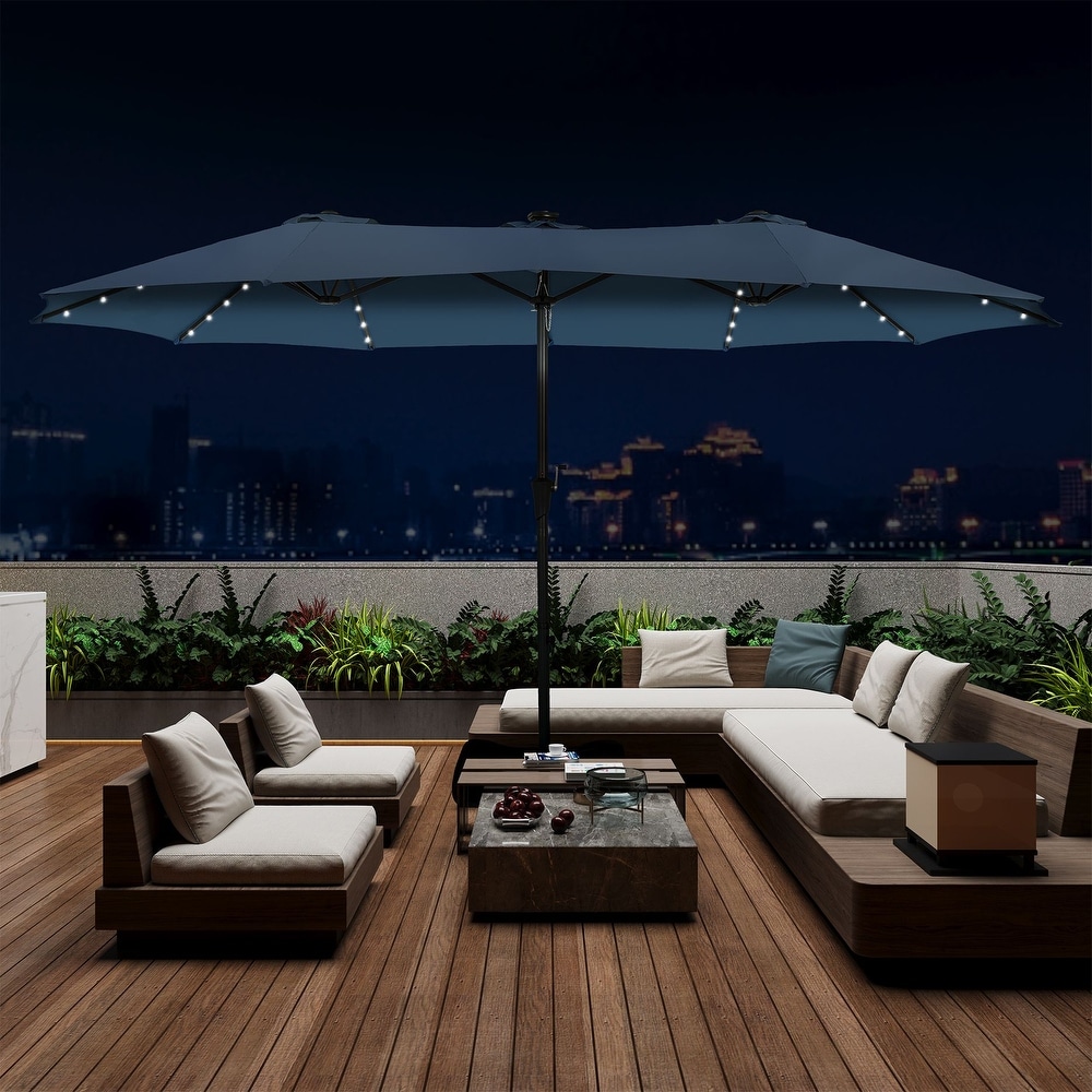 7.5 ft solar patio umbrella LIVOOSUN Patio 7.5 Feet Market Solar LED Light Umbrella - On Sale - Bed  Bath & Beyond