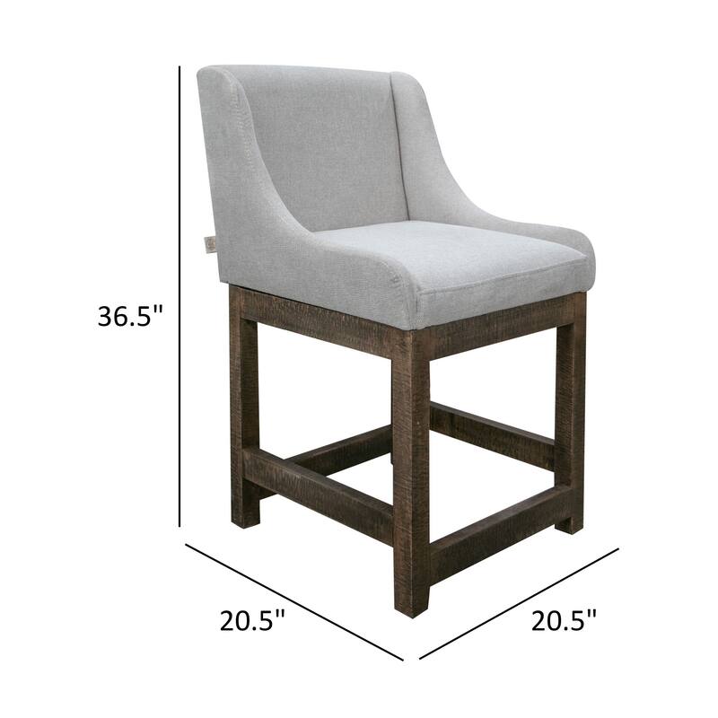Lamy Counter Height Chair, Curved Arms, Compact, Rich Beige Polyester
