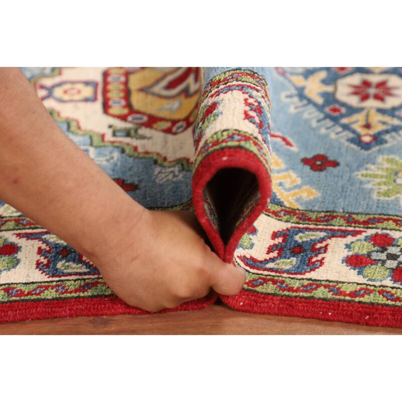 Light Blue Kazak Oriental Accent Rug Handmade Wool Carpet - 2'9" x 4'1"