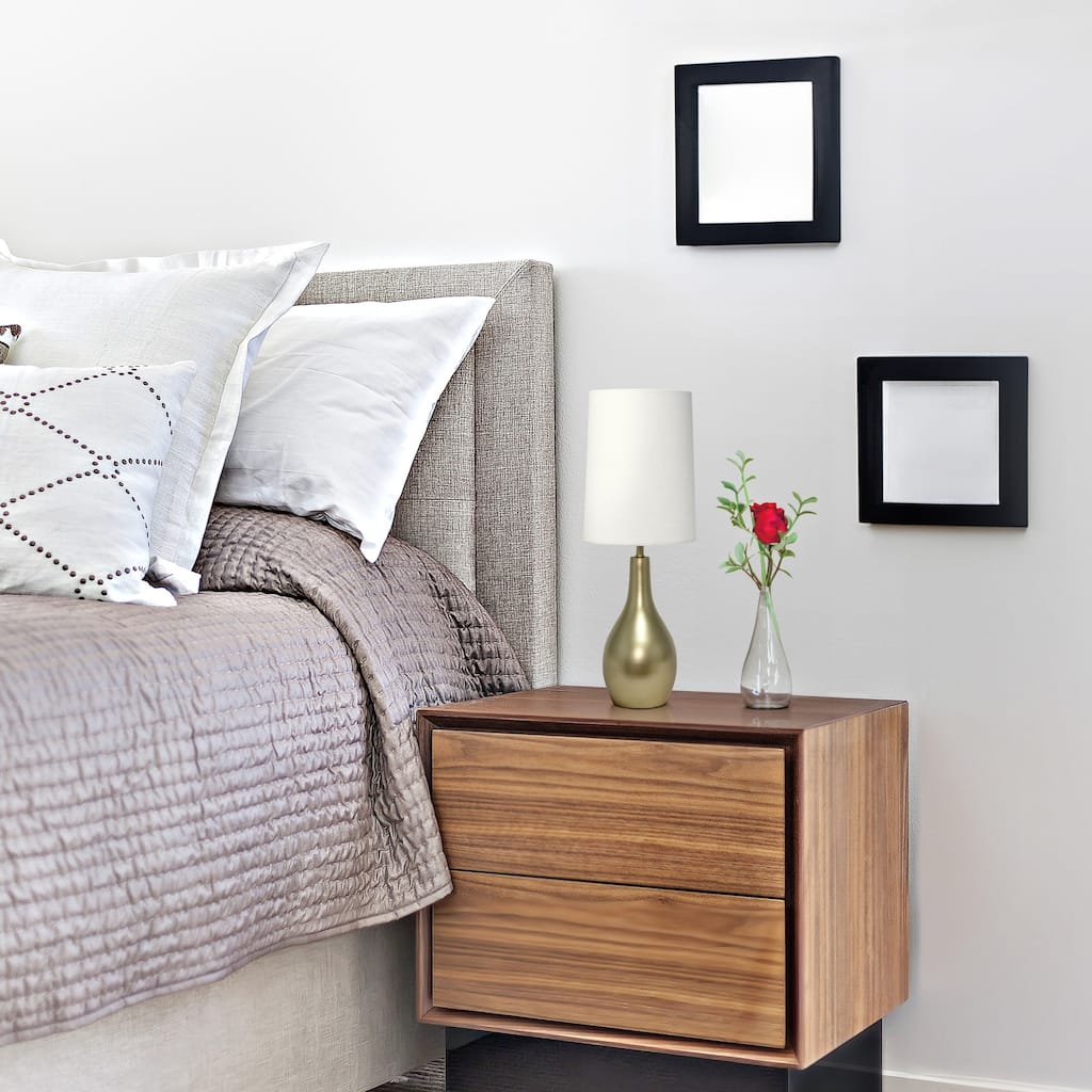 Hourglass LED Table Lamp with Round Drum Shade - 19.5" - Gold