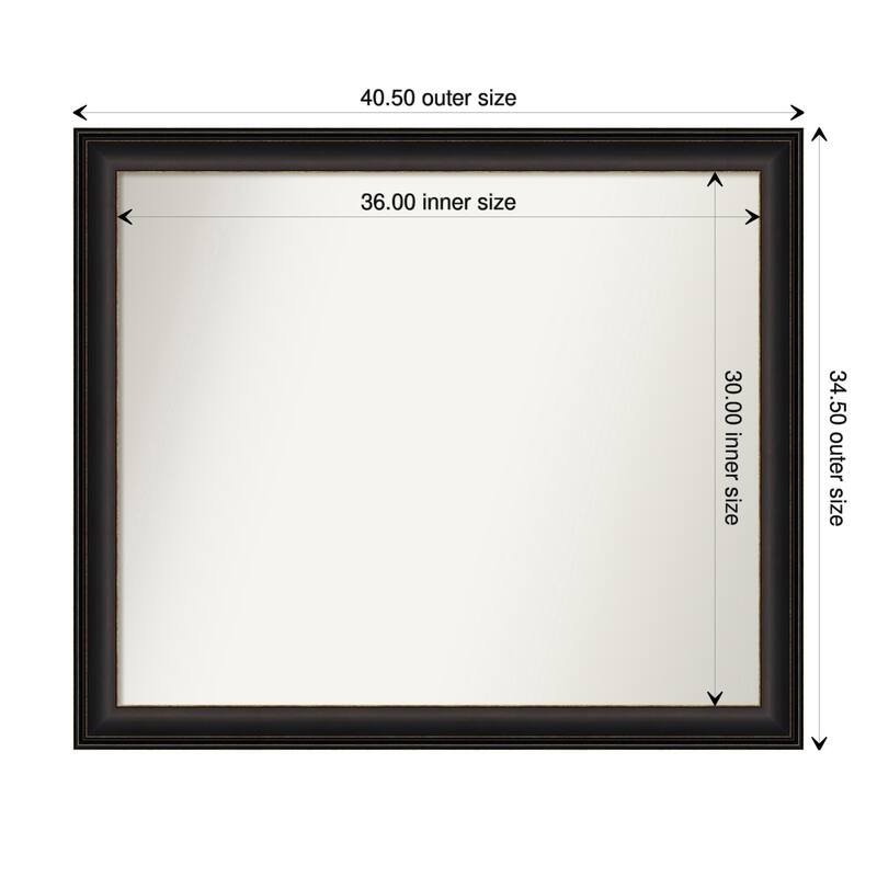 Trio Oil Rubbed Bronze Framed Non-Beveled Custom Wall Mirror, Bathroom Vanity Mirror - Outer Size: 40.5 x 34.5