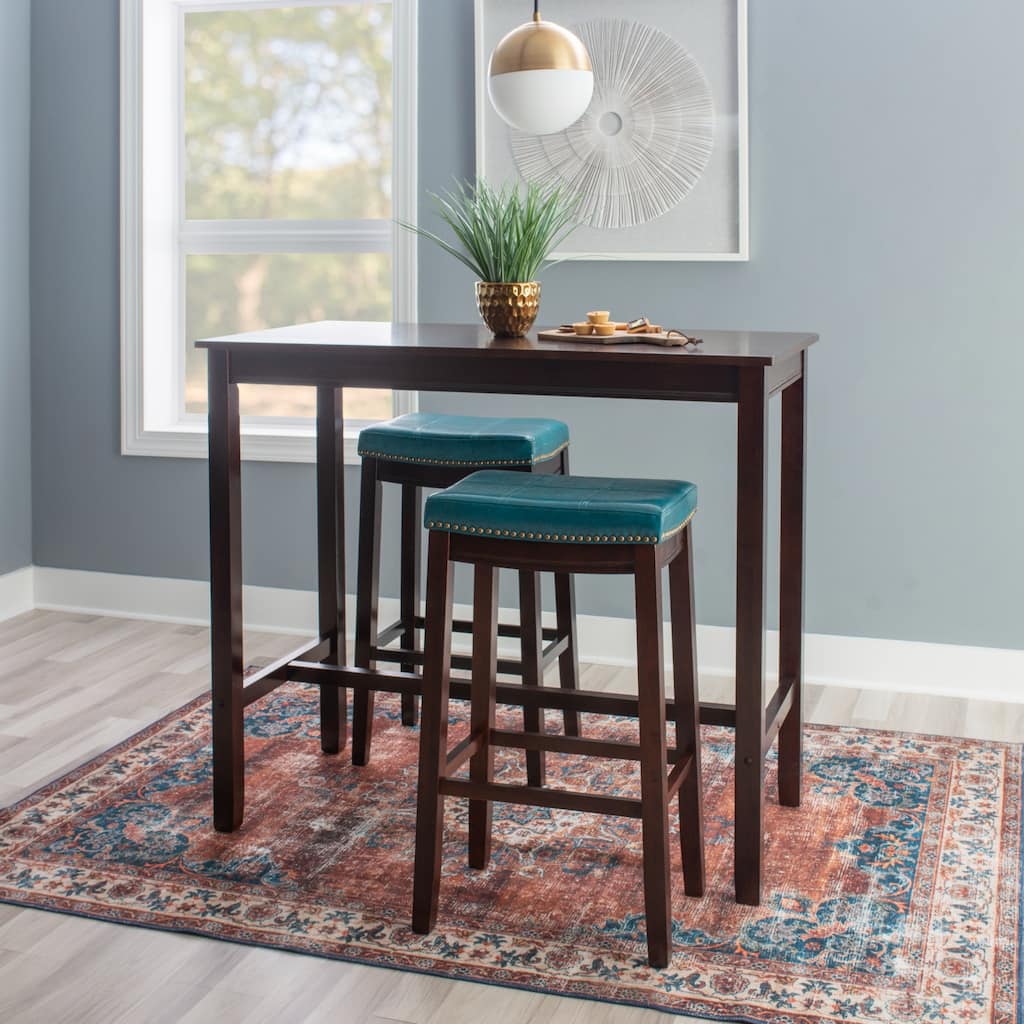 3-Piece Bar Table and Stool Set- 47.25" - Brown and Blue