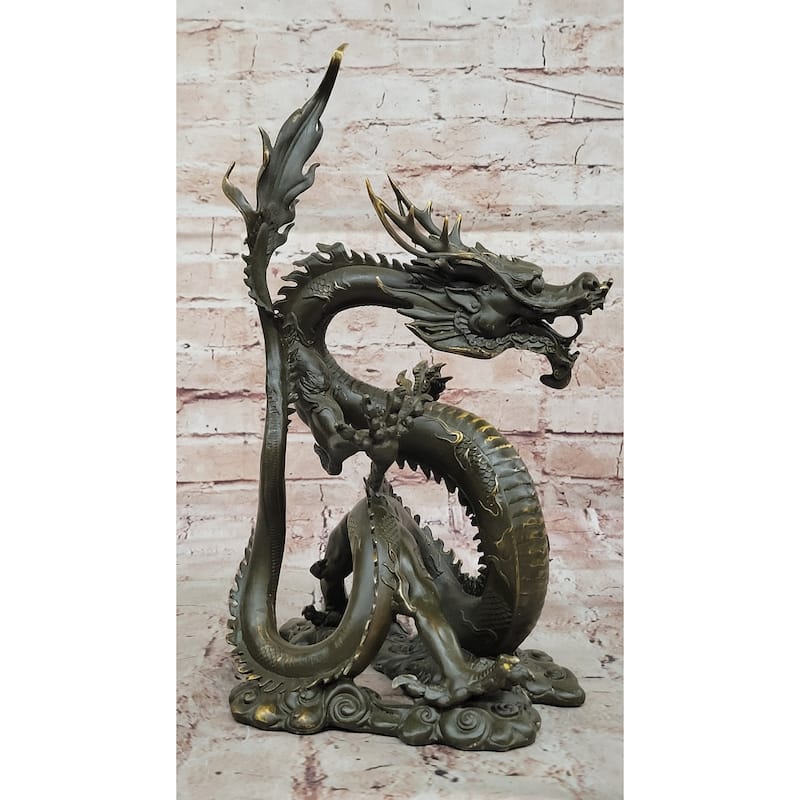 Chinese Imperial Dragon Statue – Bronze Feng Shui Serpent Decor