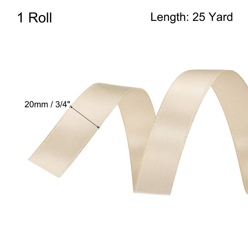 Satin Ribbon Grosgrain Thin Solid Silk Wedding Bouquet Ribbon Decor - Beige - 3/4" x 25 Yard