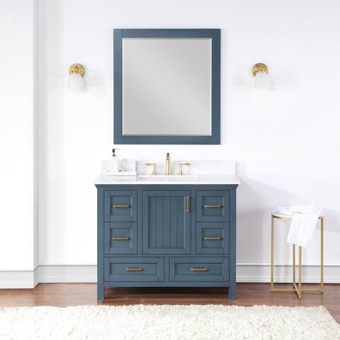 Altair Isla 42" Bathroom Vanity in Classic Blue with Countertop,with 34 "Mirror