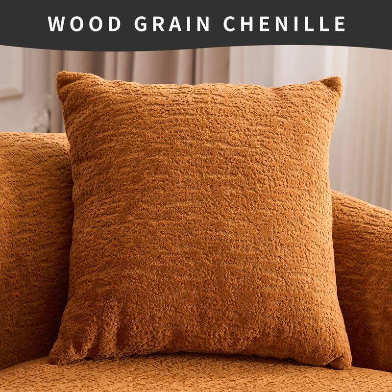 98.4" Chenille L-Shaped Sectional Sofa with Chaise & Pillows