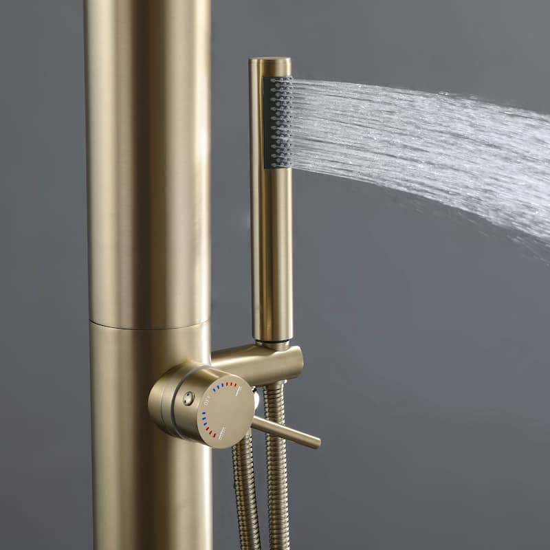 89''H Stainless Steel Freestanding Outdoor Shower Rainfall with Handheld Shower in Black