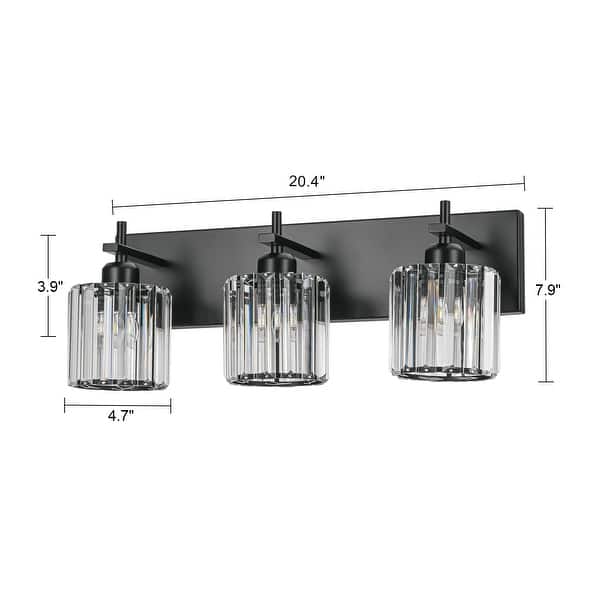 dimension image slide 6 of 17, Mid-Century Modern Dimmable Bathroom Vanity Light Crystal Glass Wall Sconce