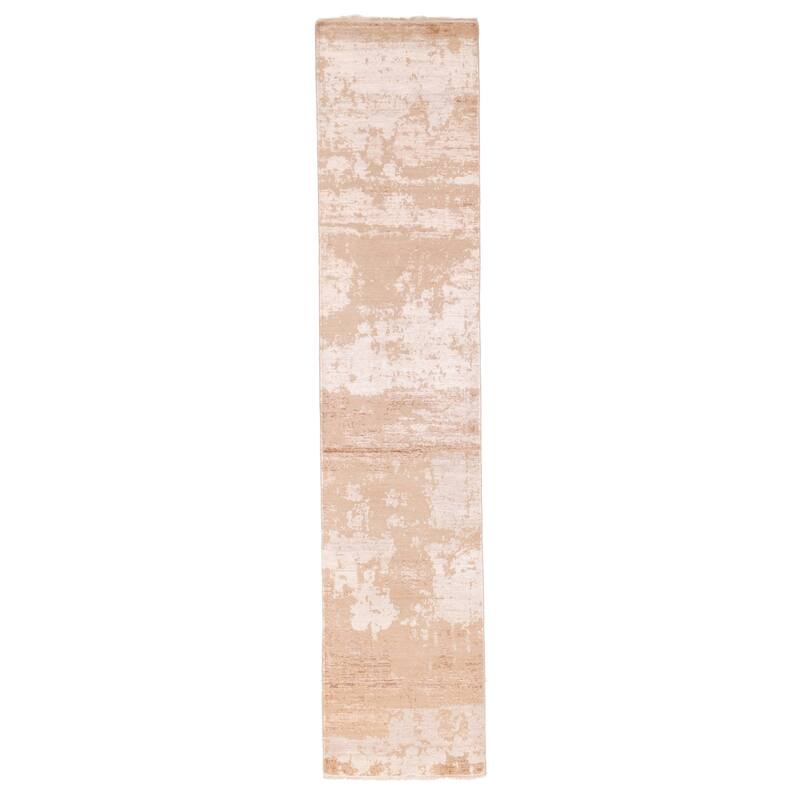 ECARPETGALLERY Hand-knotted Legacy Tan Silk, Wool Rug - 2'7 x 12'3