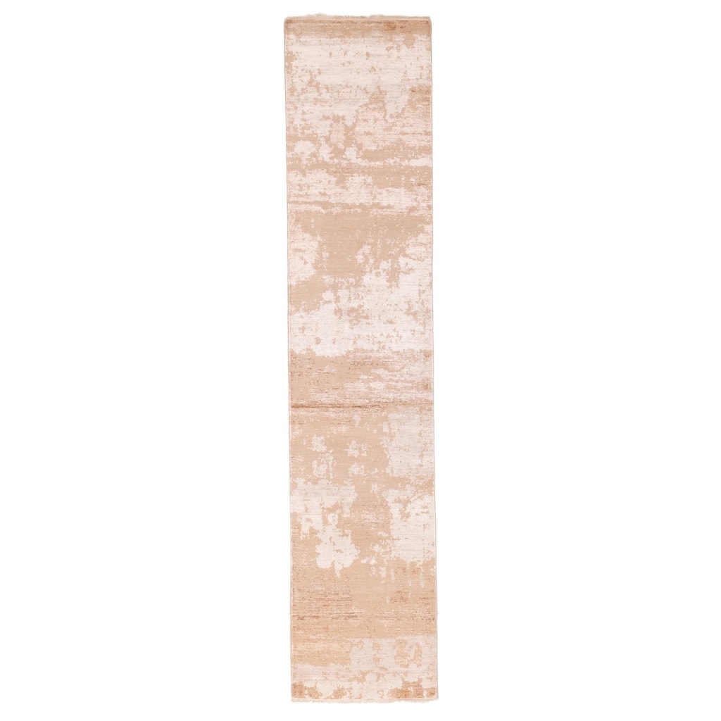 ECARPETGALLERY Hand-knotted Legacy Tan Silk, Wool Rug - 2'7 x 12'3