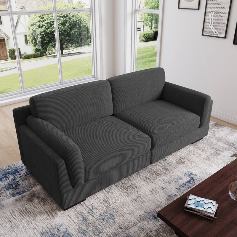 90" Corduroy Modular Sofa Reclining Sectional