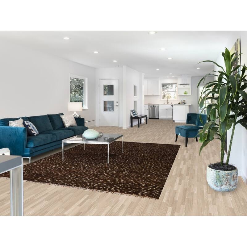 Hand Knotted Oriental 100% Wool Carpet Modern Tribal Brown Moroccan Area Rug - 9' 3'' X 6' 9''