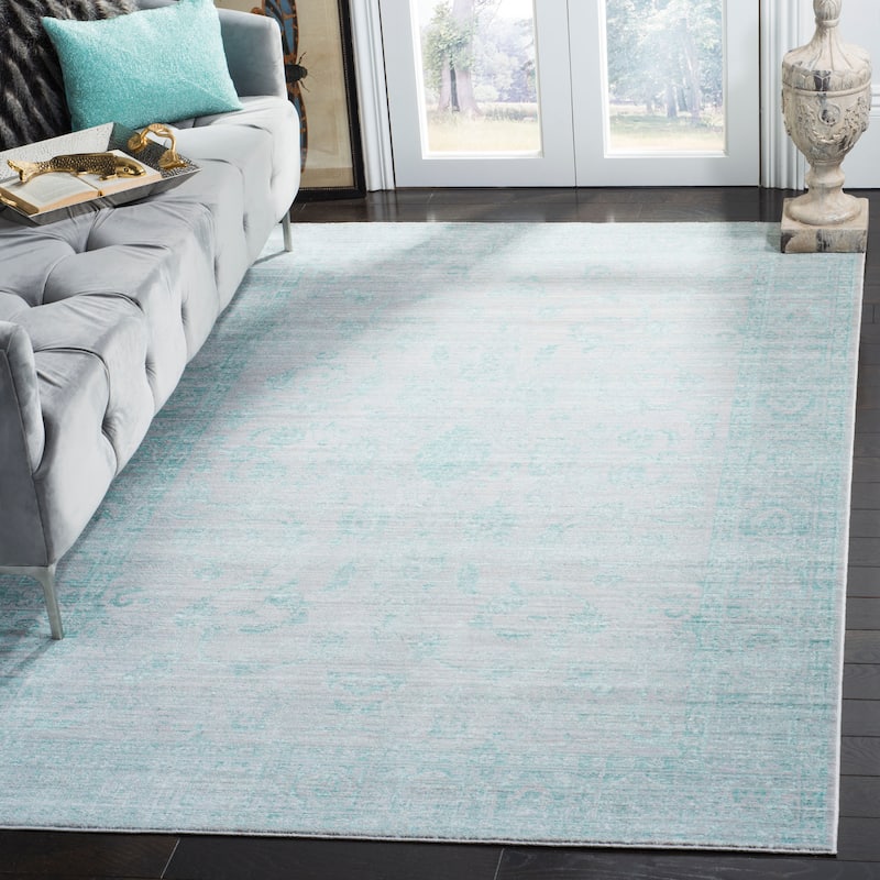 SAFAVIEH Valencia Chryssa Distressed Vintage Boho Oriental Polyester Rug - 8' x 10' - Blue/Multi