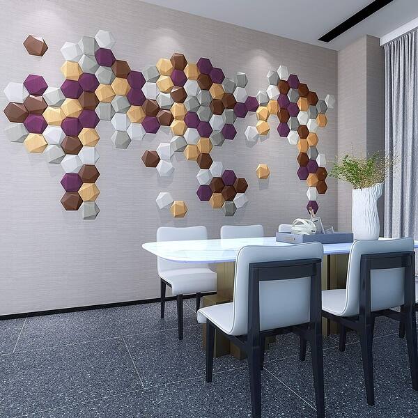 Art3dwallpanels Faux Leather Tiles 3D Wall Panels Hexagonal Mosaic Wall ...