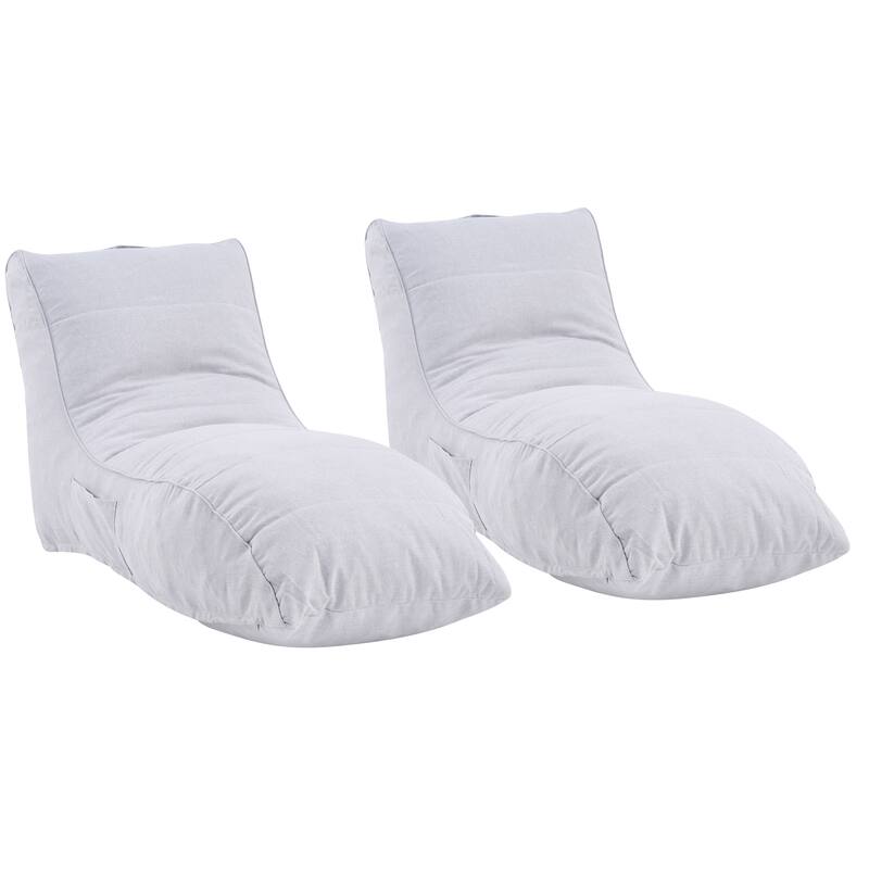 Christopher Knight Home - Ethel Casual Outdoor Upholstered Bean Bag Chair - Set of 2 - Gray.