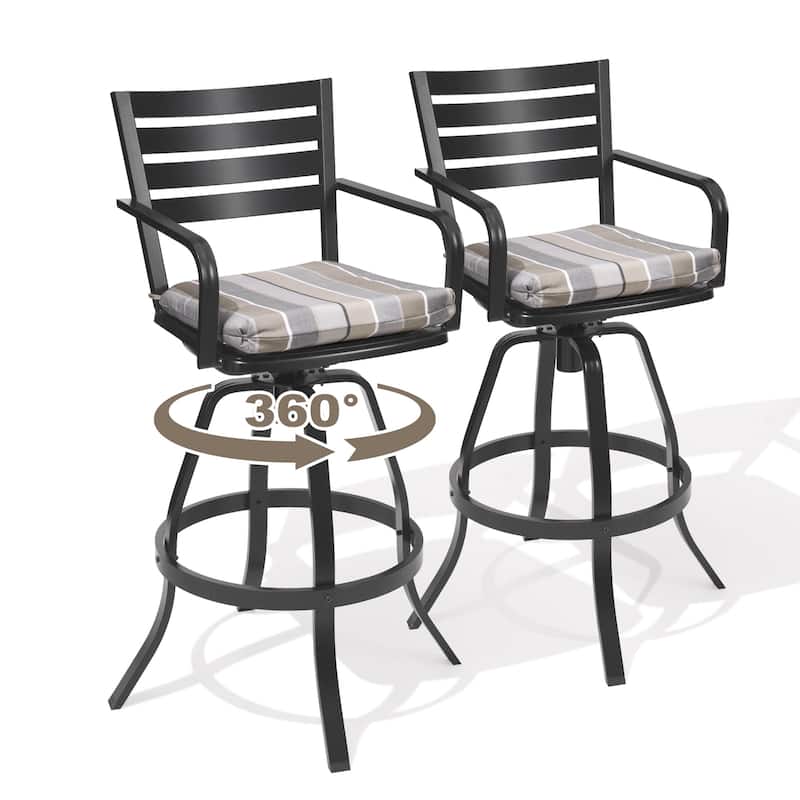 Pellebant Outdoor Patio Swivel Aluminum Bar Stools with Sunbrella Cushion - 18.51 in L x 18.51 in W x 45.28 in H