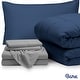 preview thumbnail 38 of 79, Bare Home Bed-in-a-Bag Down Alternative Comforter & Sheet Set Dark Blue/Light Grey - Twin XL