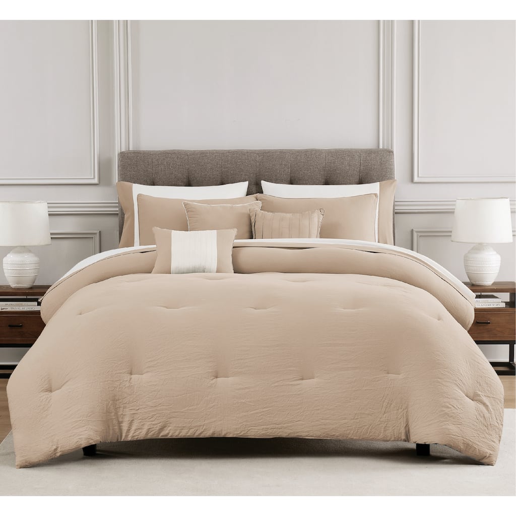 Allia Crinkle Comforter Sheet Set & Decorative Pillows