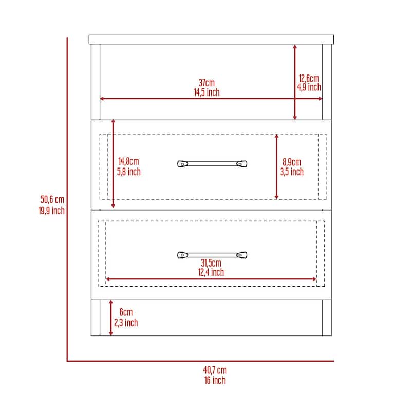 Brookeline 2-Drawer 1-Shelf Rectangle